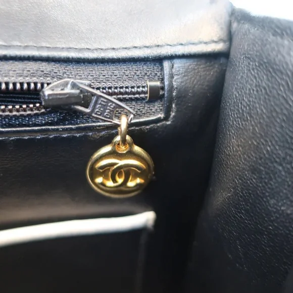 AUTHENTIC CHANEL single flap lambskin matelasse black shoulder bag 24k gold - Picture 6 of 16